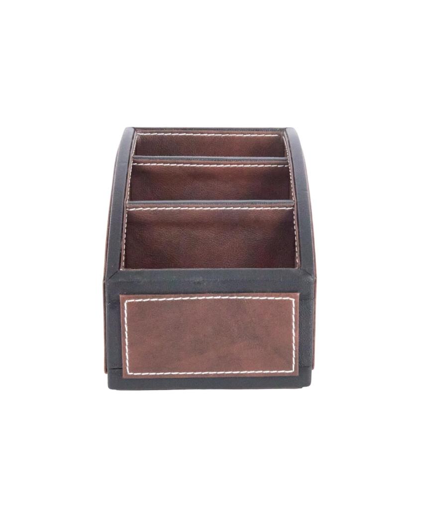 Exquisite Organizer 3 Compartments Two Tone Curve Remote Holder | 7 x 5 x 5 inches