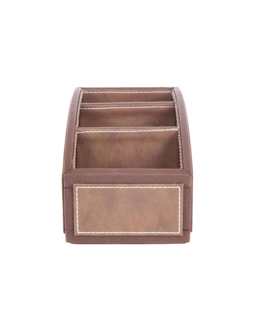 Exquisite Organizer 3 Compartments Two Tone Curve Remote Holder | 7 x 5 x 5 inches