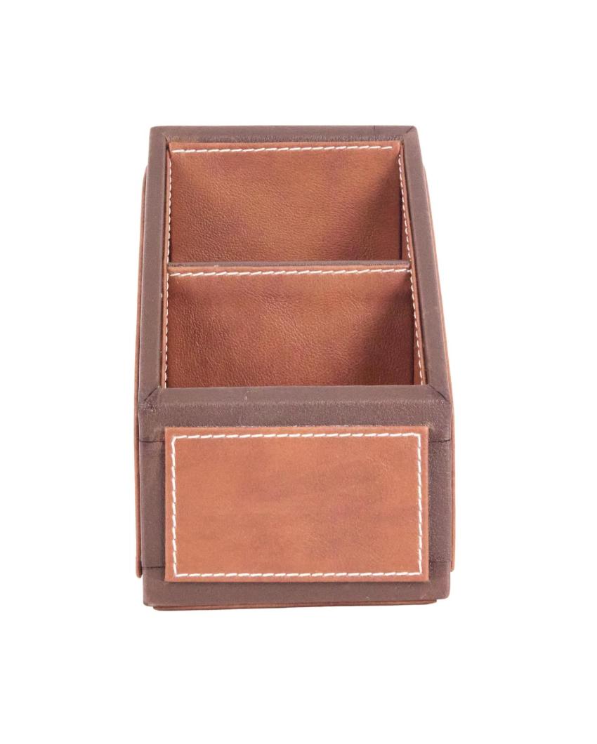 Luxurious Organizer 2 Compartments Two Tone Remote Holder | 7 x 5 x 3 inches