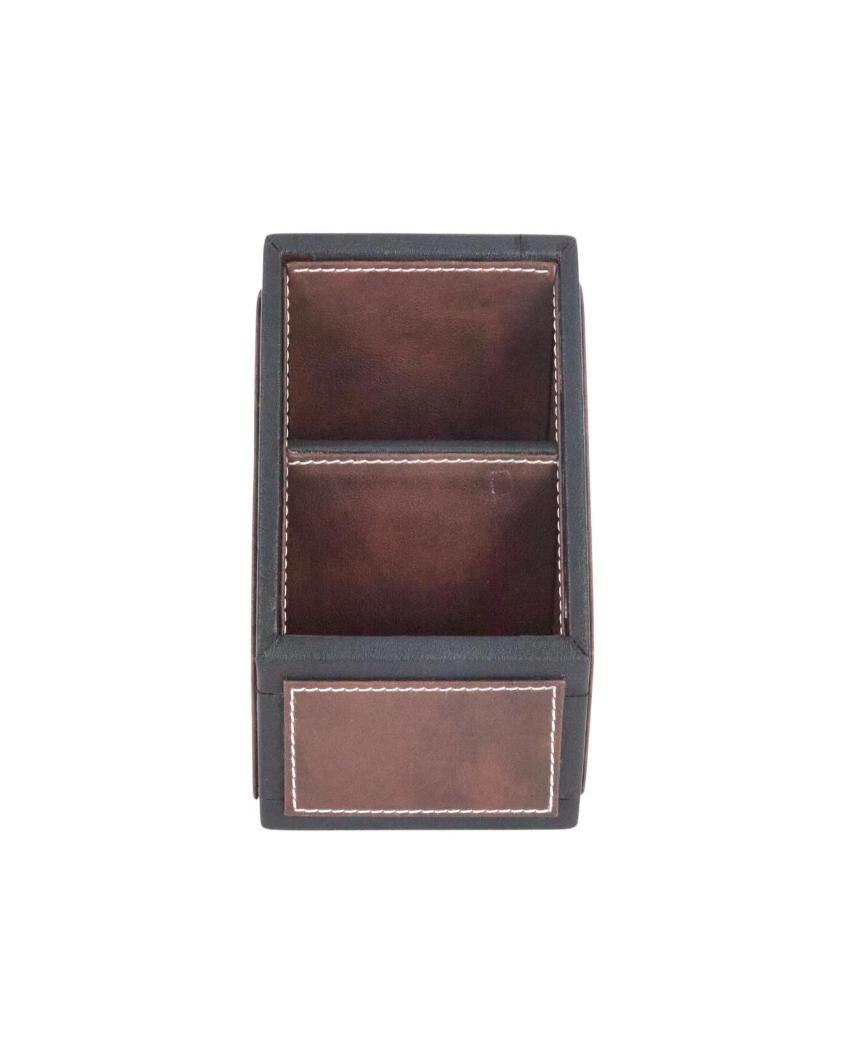 Luxurious Organizer 2 Compartments Two Tone Remote Holder | 7 x 5 x 3 inches