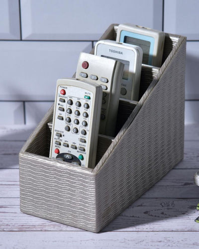 Stylish Organizer 4 Compartments Wavy Remote Holder | 9 x 4 x 6 inches