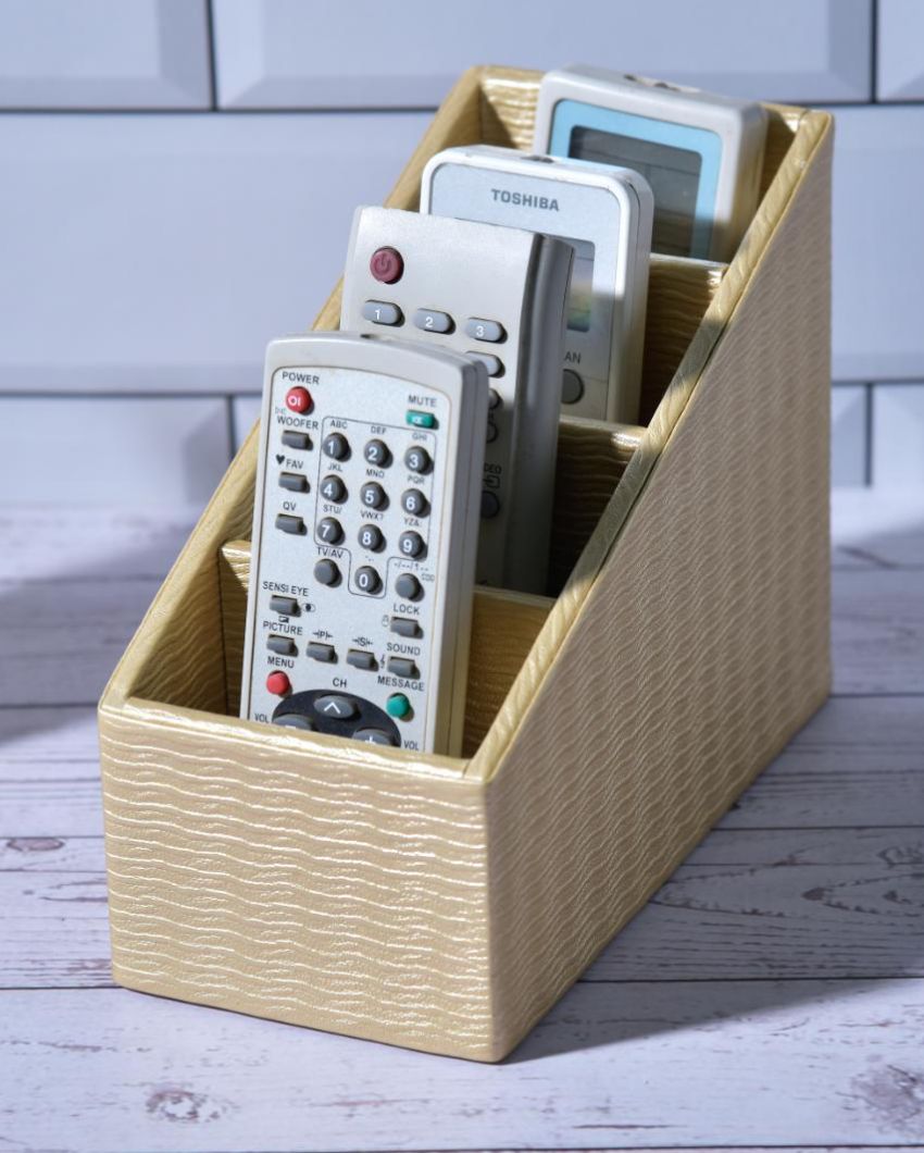 Stylish Organizer 4 Compartments Wavy Remote Holder | 9 x 4 x 6 inches