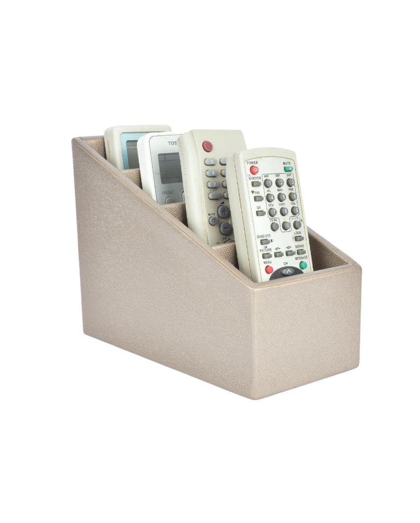 Stylish Organizer 4 Compartments Plain Remote Holder | 9 x 4 x 6 inches