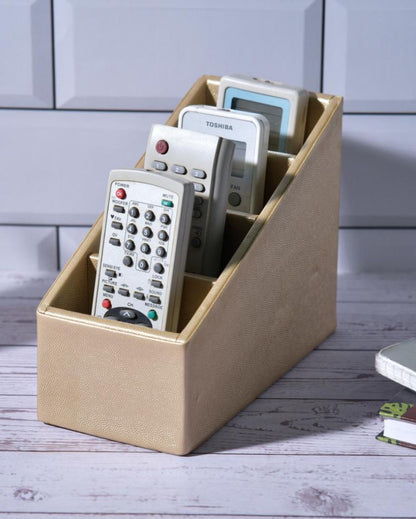 Stylish Organizer 4 Compartments Plain Remote Holder | 9 x 4 x 6 inches