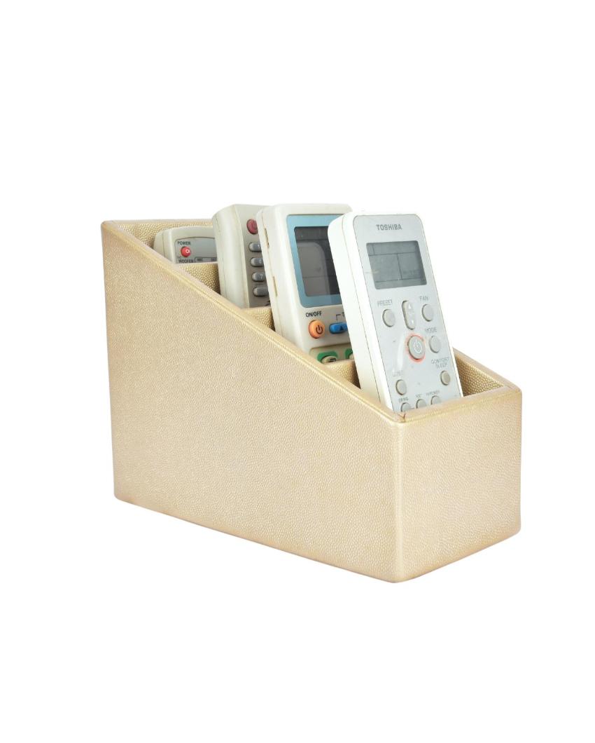 Stylish Organizer 4 Compartments Plain Remote Holder | 9 x 4 x 6 inches