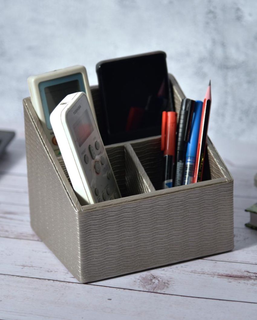 Effortless Organizer 3 Compartments Rectangle Wavy Remote Holder | 7 x 5 x 5 inches