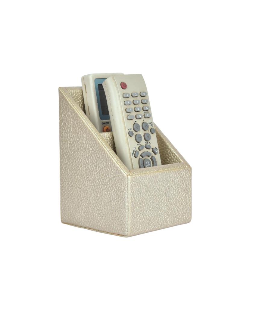 Ultimate Organizer 2 Compartments Plain Faux Leather Remote Holder | 7 x 5 x 3 inches