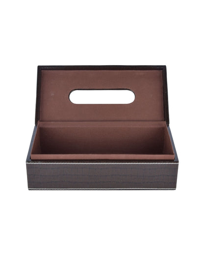 Stylish Rectangle Croc Pattern Faux Leather Tissue Box | 9 x 5 x 3 inches