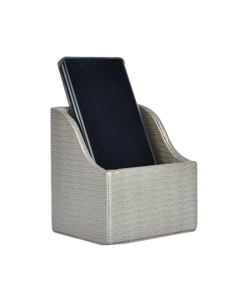 Premium Wavy Faux Leather Mobile Holder Stand | 4 x 4 inches