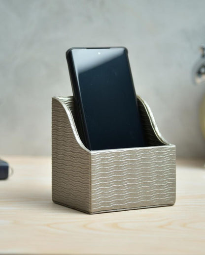 Premium Wavy Faux Leather Mobile Holder Stand | 4 x 4 inches