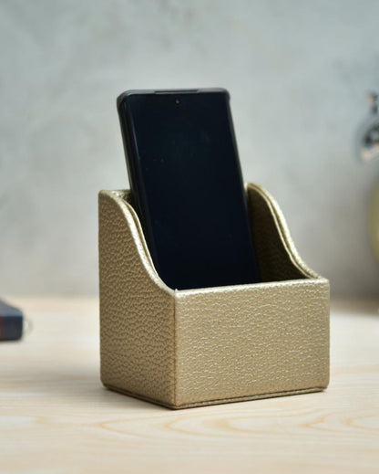 Sleek Faux Leather Mobile Holder Stand | 4 x 4 inches