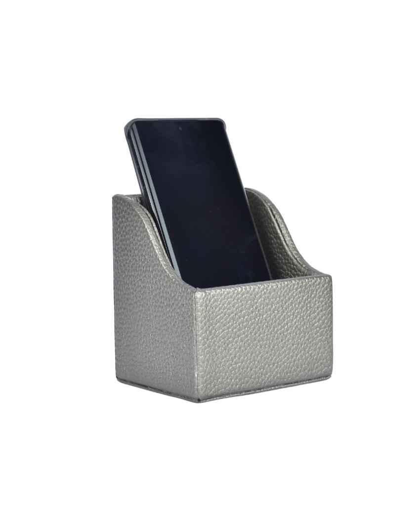 Sleek Faux Leather Mobile Holder Stand | 4 x 4 inches