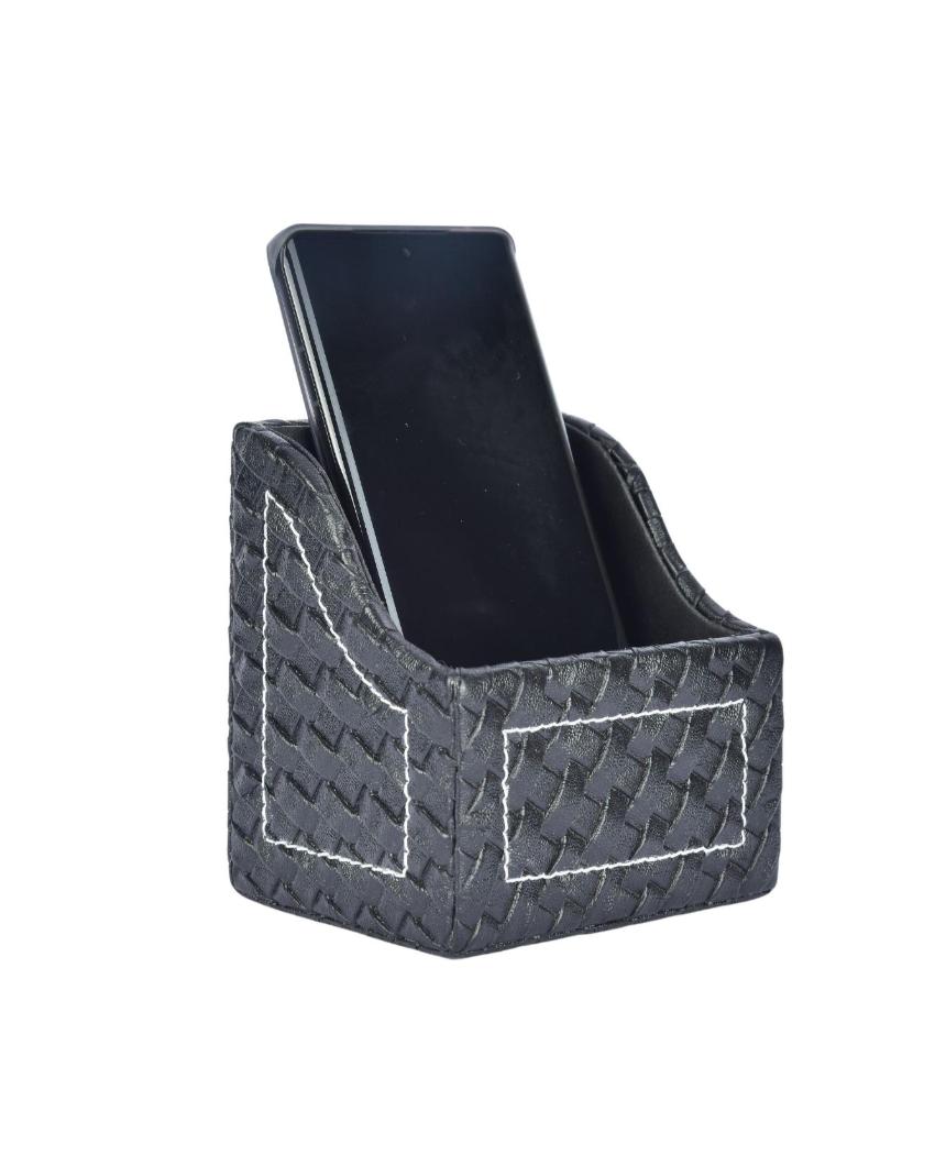 Iconic Faux Leather Wave Pattern Phone Holder Stand | 4 x 4 inches