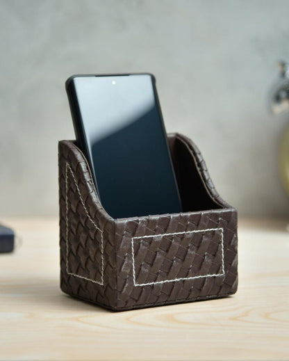 Iconic Faux Leather Wave Pattern Phone Holder Stand | 4 x 4 inches