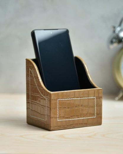 Elegant Faux Leather Croc Pattern Phone Holder Stand | 4 x 4 inches