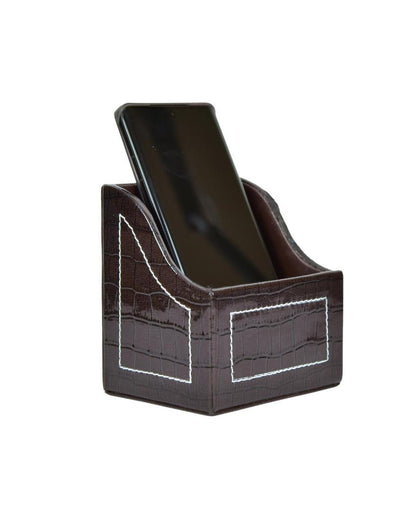 Elegant Faux Leather Croc Pattern Phone Holder Stand | 4 x 4 inches