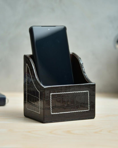 Elegant Faux Leather Croc Pattern Phone Holder Stand | 4 x 4 inches