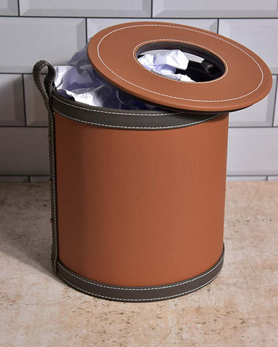 Durable Faux Leather with Unique Two Tone Finish Dustbin | 5 L | 9 x 10 inches