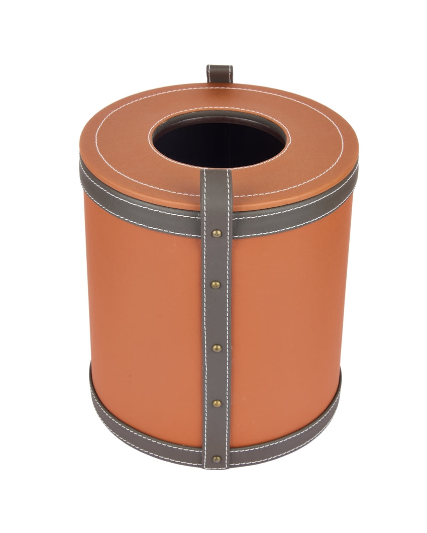 Durable Faux Leather with Unique Two Tone Finish Dustbin | 5 L | 9 x 10 inches