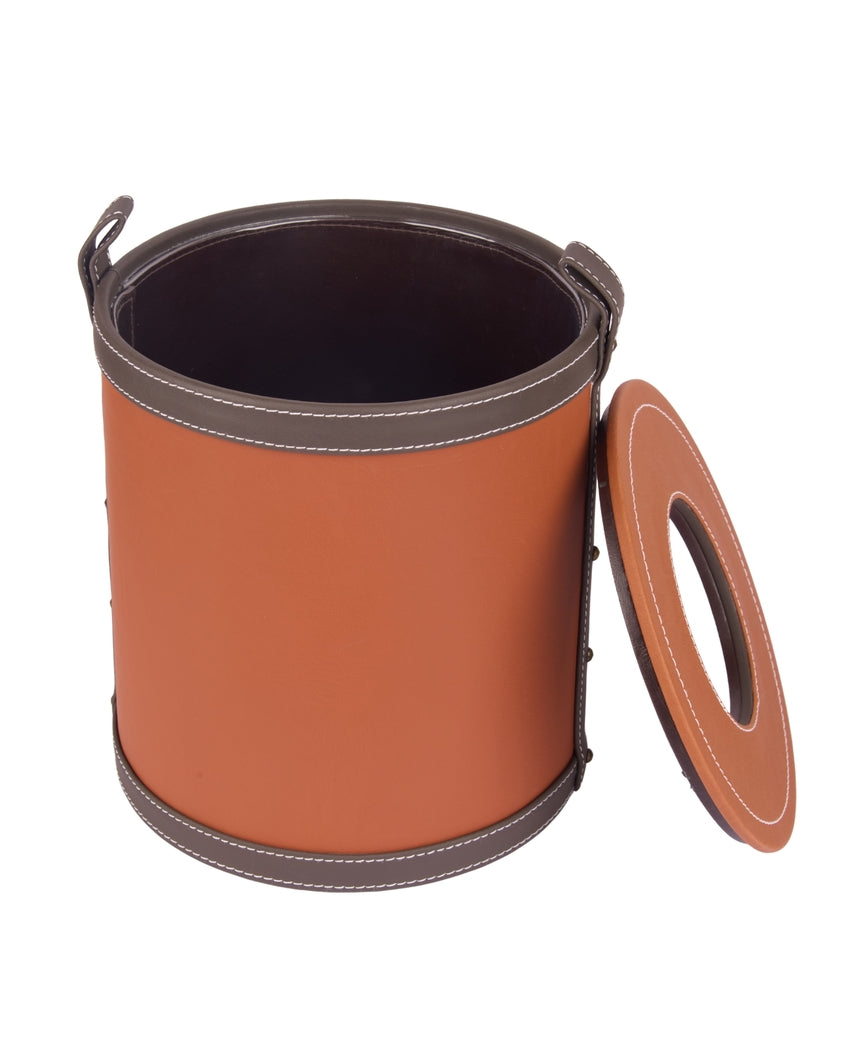 Durable Faux Leather with Unique Two Tone Finish Dustbin | 5 L | 9 x 10 inches