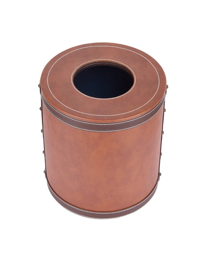 Durable Faux Leather with Unique Two Tone Finish Dustbin | 5 L | 9 x 10 inches