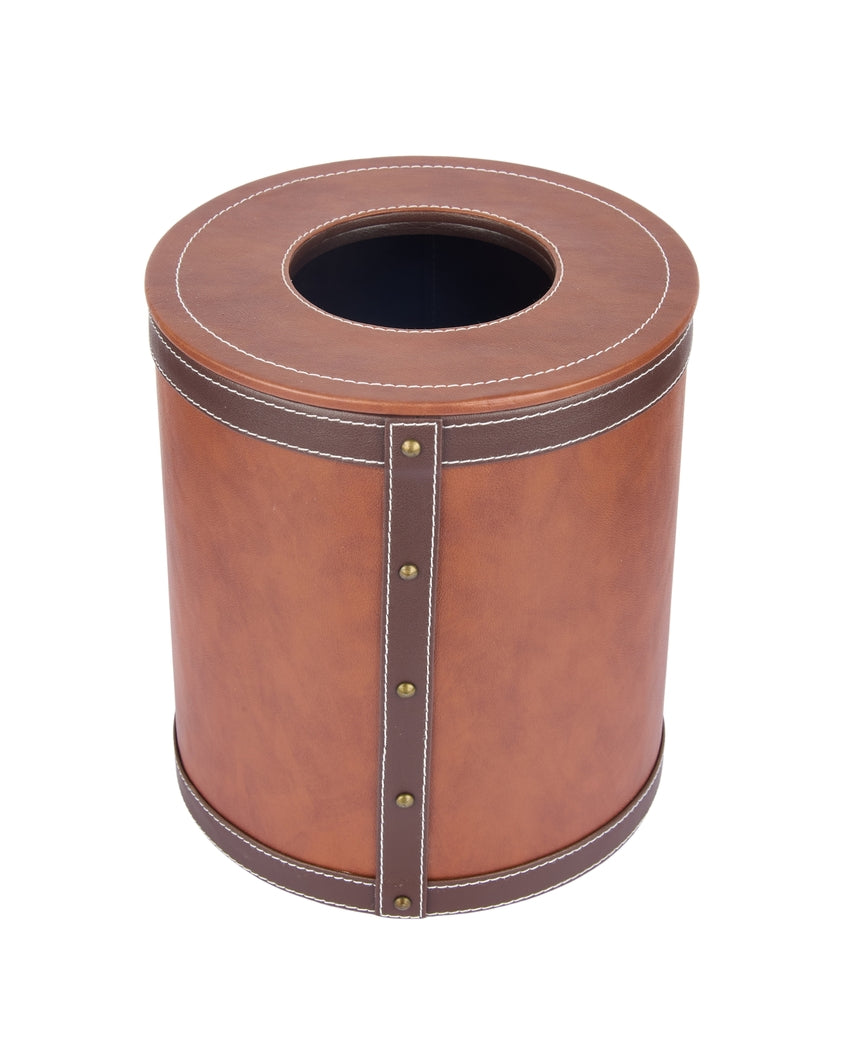 Durable Faux Leather with Unique Two Tone Finish Dustbin | 5 L | 9 x 10 inches