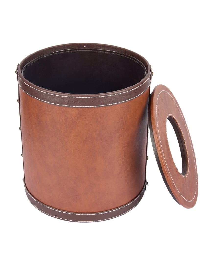 Durable Faux Leather with Unique Two Tone Finish Dustbin | 5 L | 9 x 10 inches