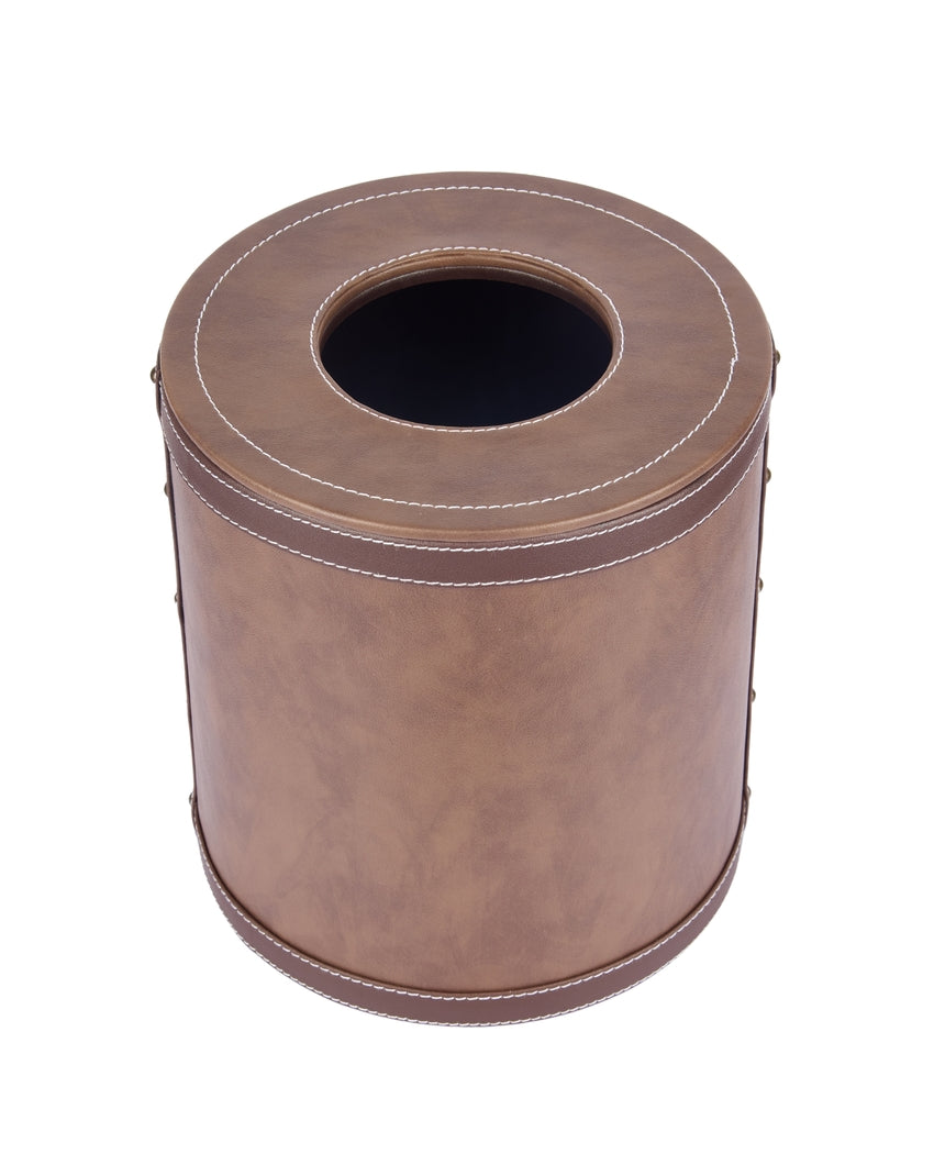 Durable Faux Leather with Unique Two Tone Finish Dustbin | 5 L | 9 x 10 inches