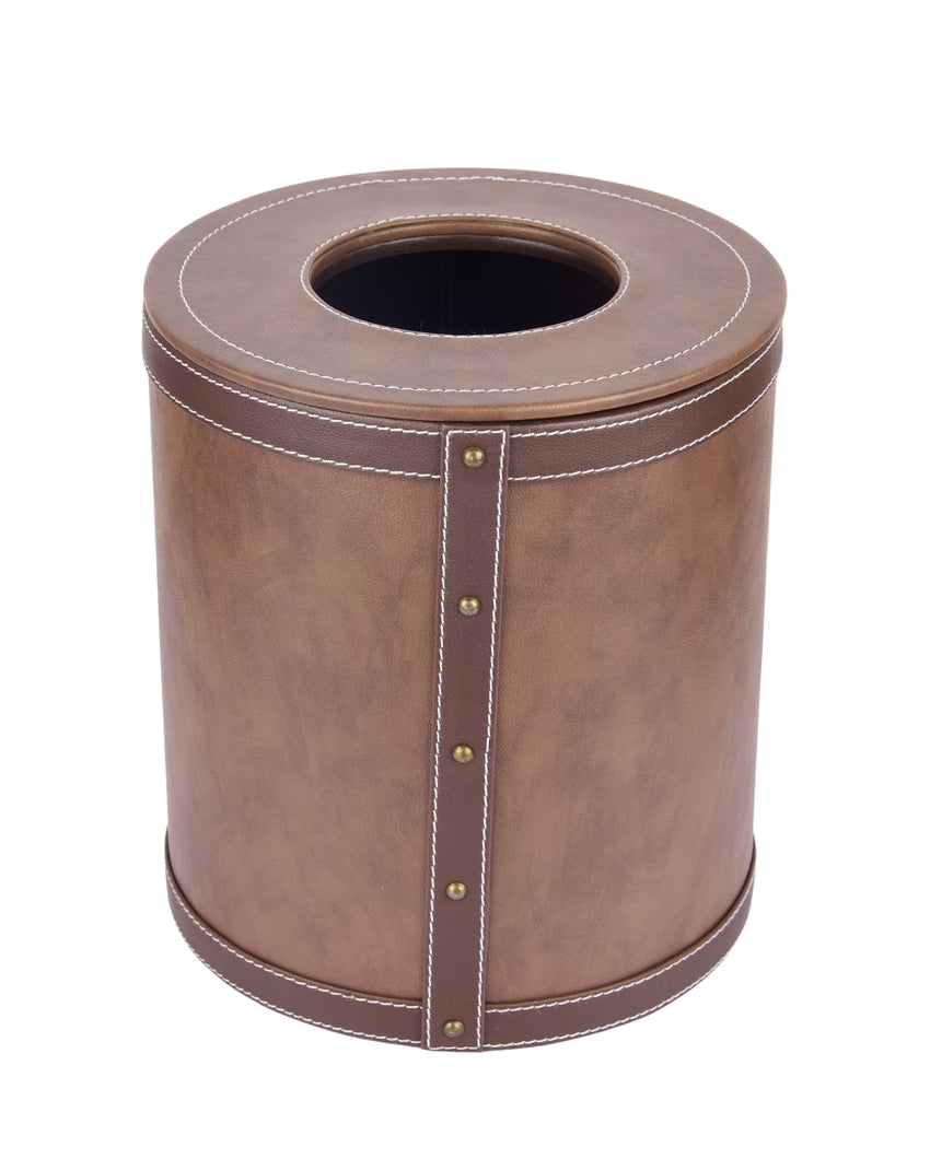 Durable Faux Leather with Unique Two Tone Finish Dustbin | 5 L | 9 x 10 inches