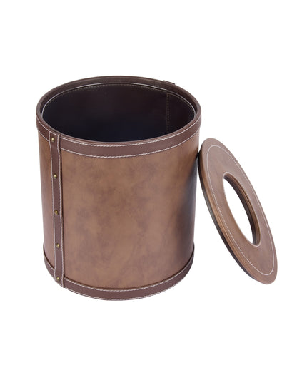 Durable Faux Leather with Unique Two Tone Finish Dustbin | 5 L | 9 x 10 inches