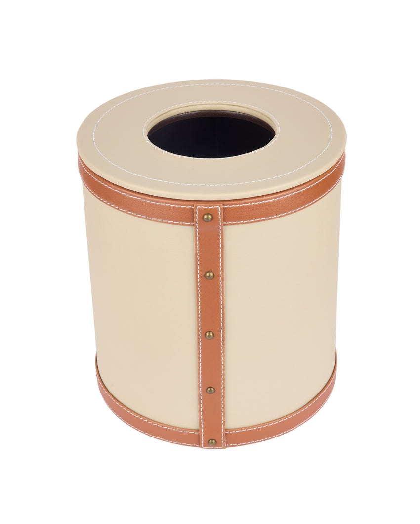 Durable Faux Leather with Unique Two Tone Finish Dustbin | 5 L | 9 x 10 inches