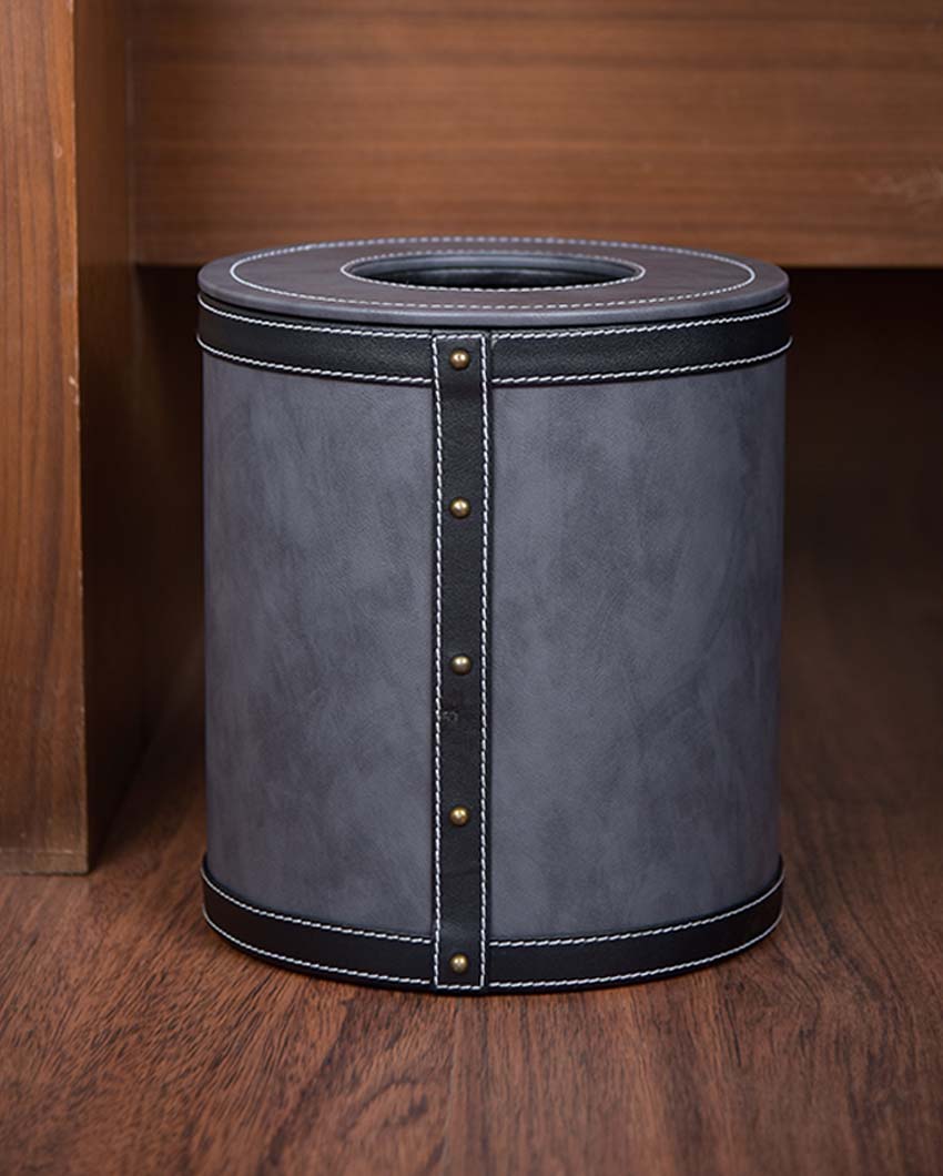 Durable Faux Leather with Unique Two Tone Finish Dustbin | 5 L | 9 x 10 inches