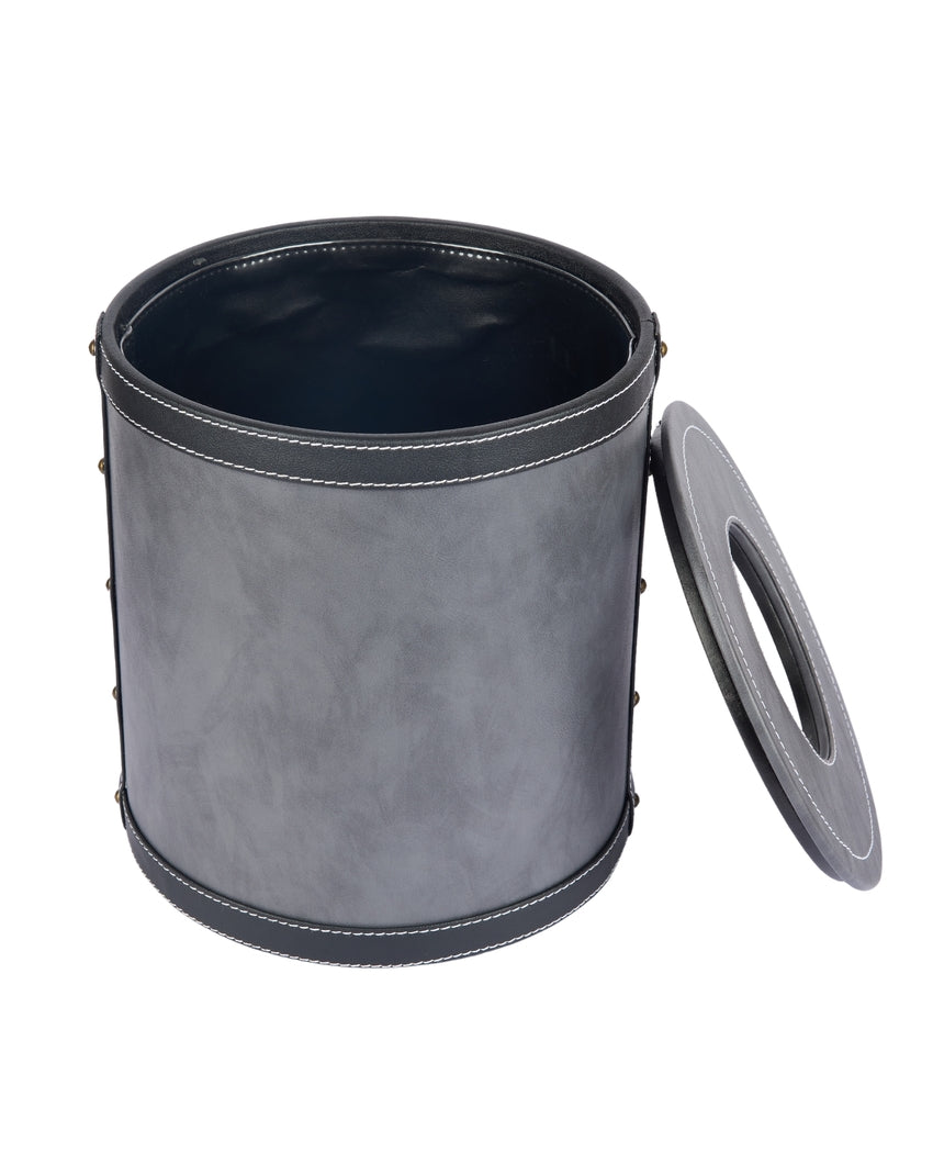 Durable Faux Leather with Unique Two Tone Finish Dustbin | 5 L | 9 x 10 inches