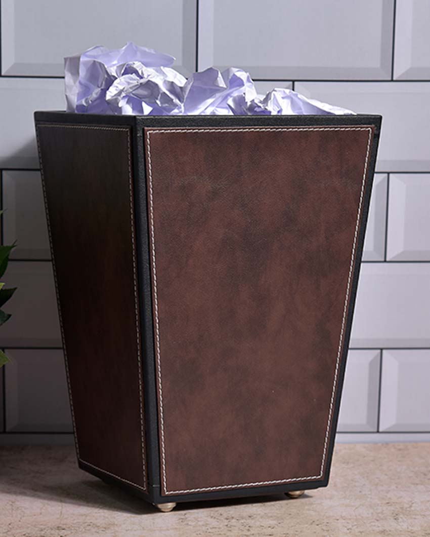 Stylish Faux Leather with Unique Design Dustbin | 5 L | 9 x 12 inches