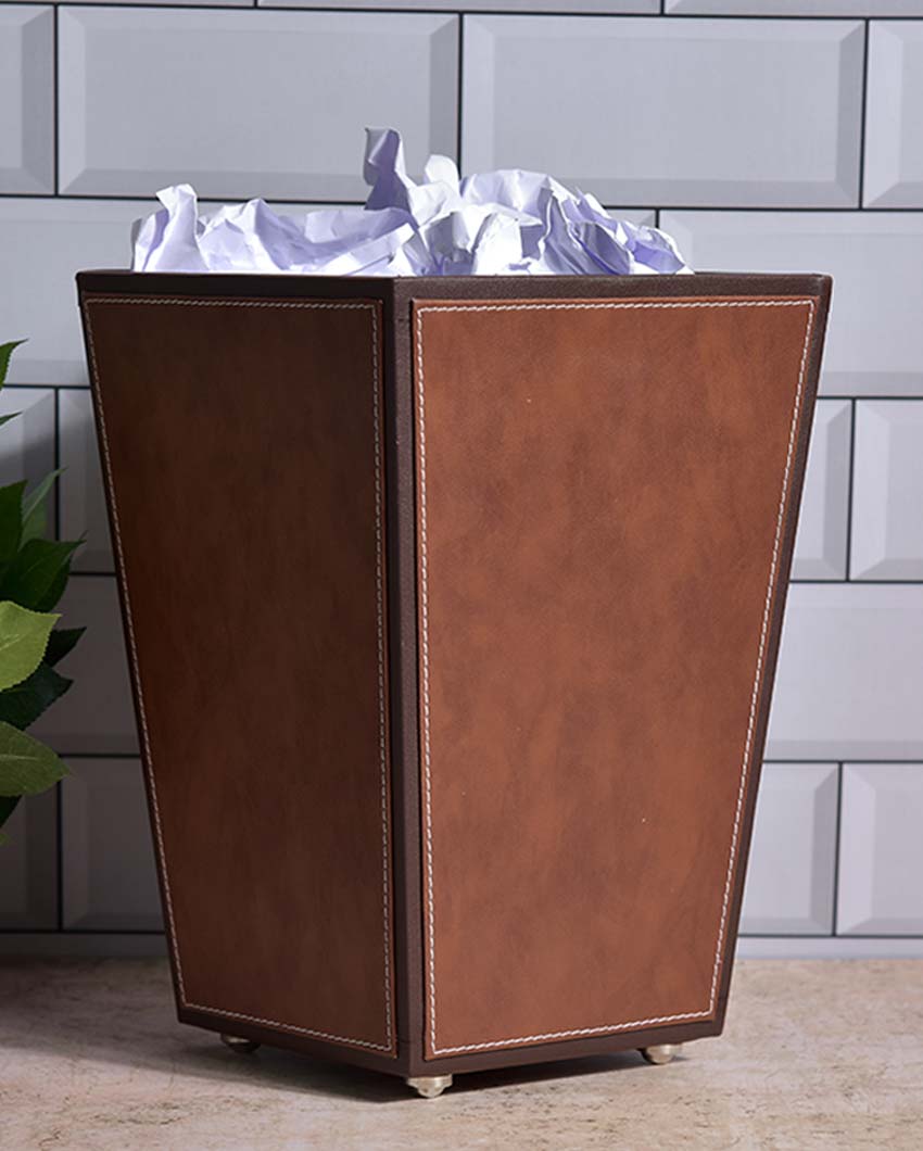 Stylish Faux Leather with Unique Design Dustbin | 5 L | 9 x 12 inches