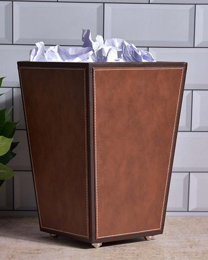 Stylish Faux Leather with Unique Design Dustbin | 5 L | 9 x 12 inches