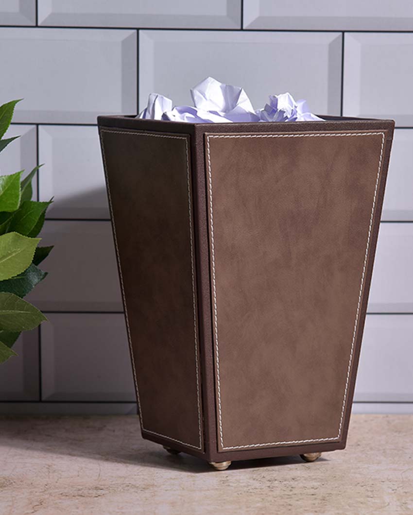 Stylish Faux Leather with Unique Design Dustbin | 5 L | 9 x 12 inches