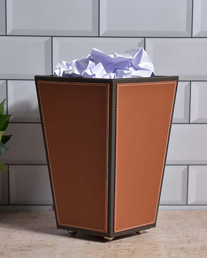 Modern Faux Leather with Dual Tone Style Dustbin | 2.5 L | 7 x 10 inches