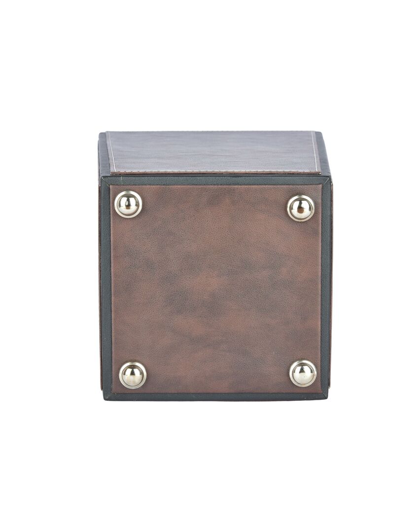 Modern Faux Leather with Dual Tone Style Dustbin | 2.5 L | 7 x 10 inches