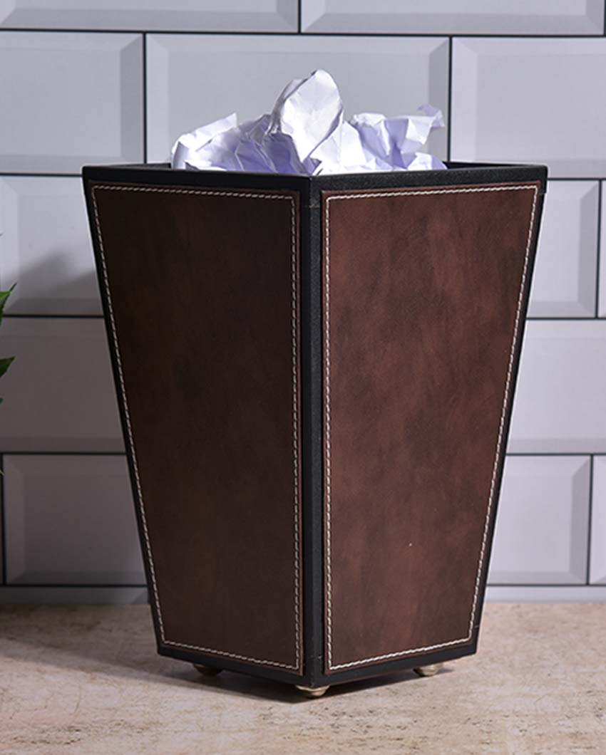 Modern Faux Leather with Dual Tone Style Dustbin | 2.5 L | 7 x 10 inches