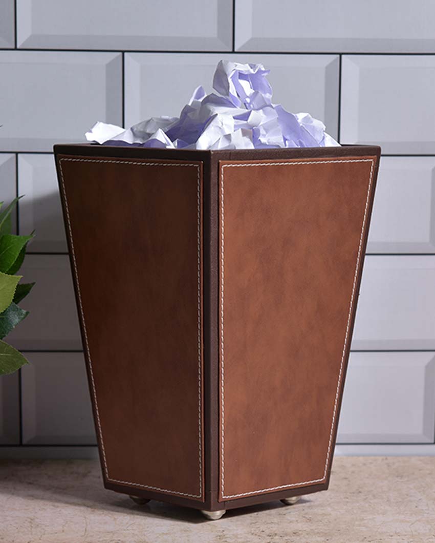 Modern Faux Leather with Dual Tone Style Dustbin | 2.5 L | 7 x 10 inches