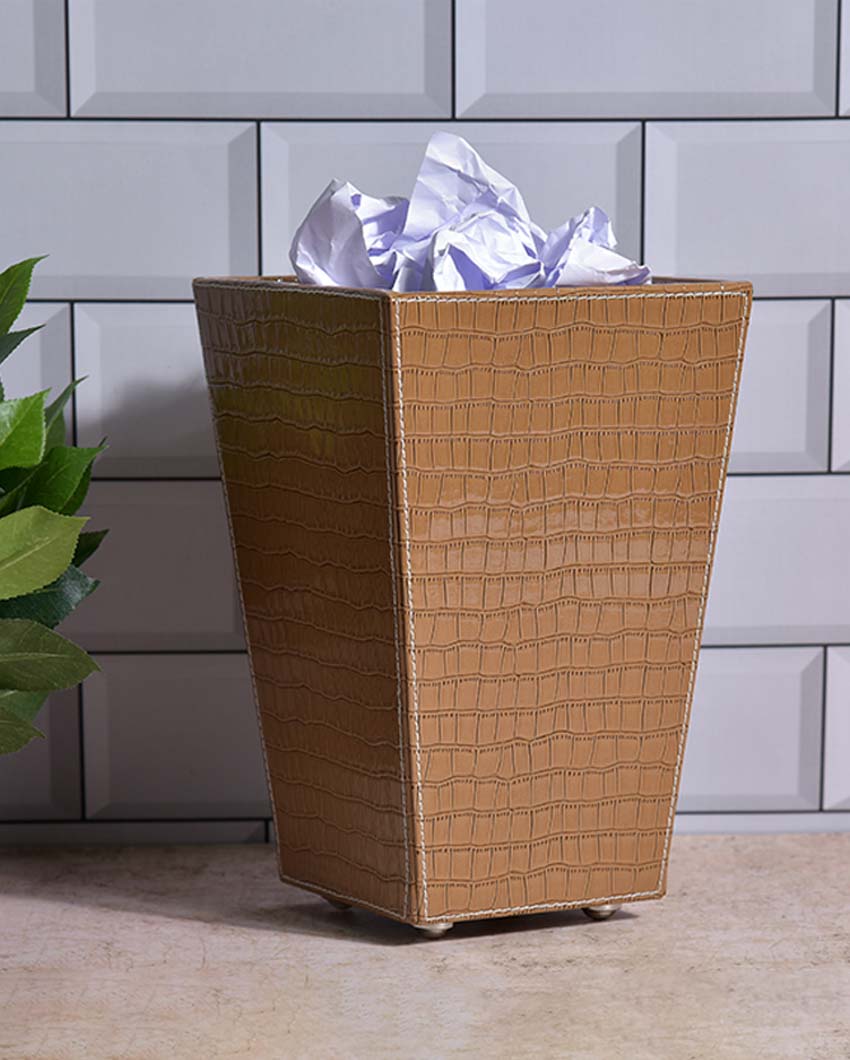 Chic Faux Leather with Stylish Design for Various Spaces Dustbin | 2.5 L | 7 x 10 inches