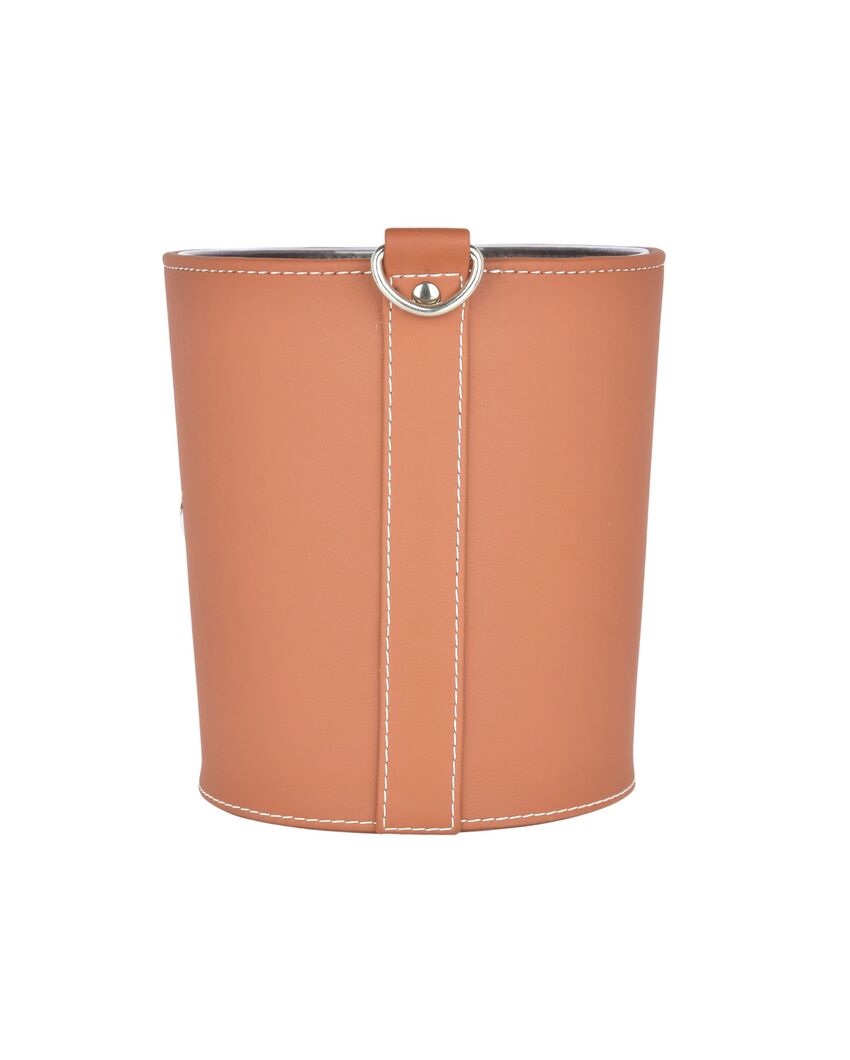 Compact Faux Leather for Small Spaces Dustbin | 2.5 L | 7 x 7 inches