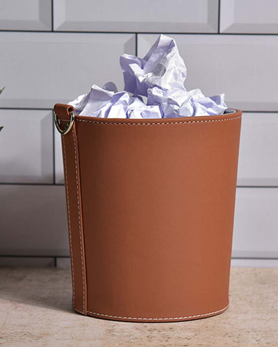 Compact Faux Leather for Small Spaces Dustbin | 2.5 L | 7 x 7 inches