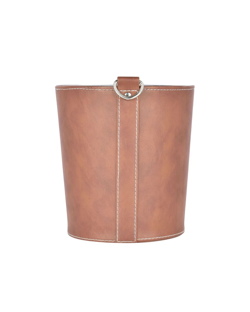 Compact Faux Leather for Small Spaces Dustbin | 2.5 L | 7 x 7 inches