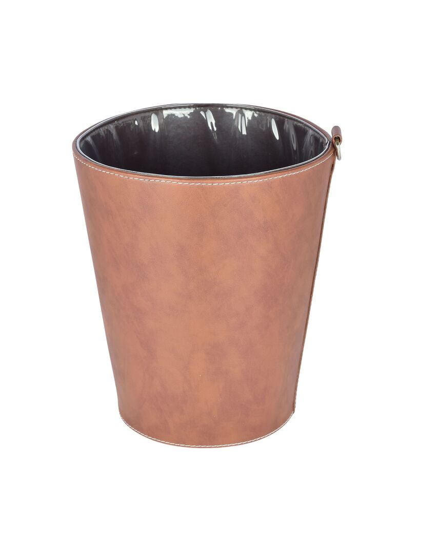 Large Faux Leather with Refined Aesthetic Dustbin | 5 L | 9 x 11 inches