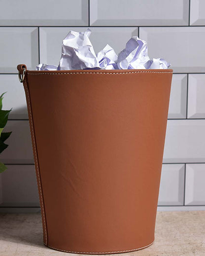 Large Faux Leather with Refined Aesthetic Dustbin | 5 L | 9 x 11 inches