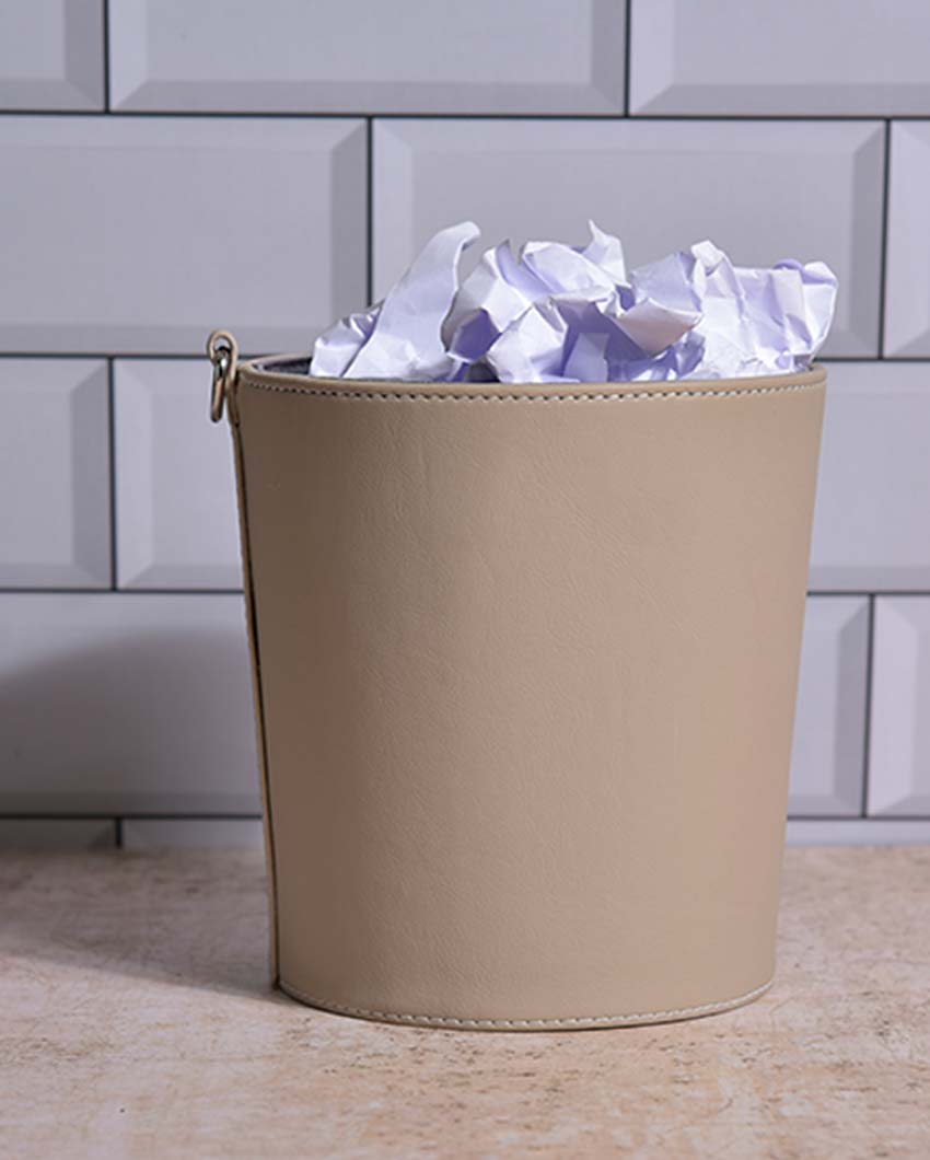 Compact Faux Leather for Small Spaces Dustbin | 2.5 L | 7 x 7 inches