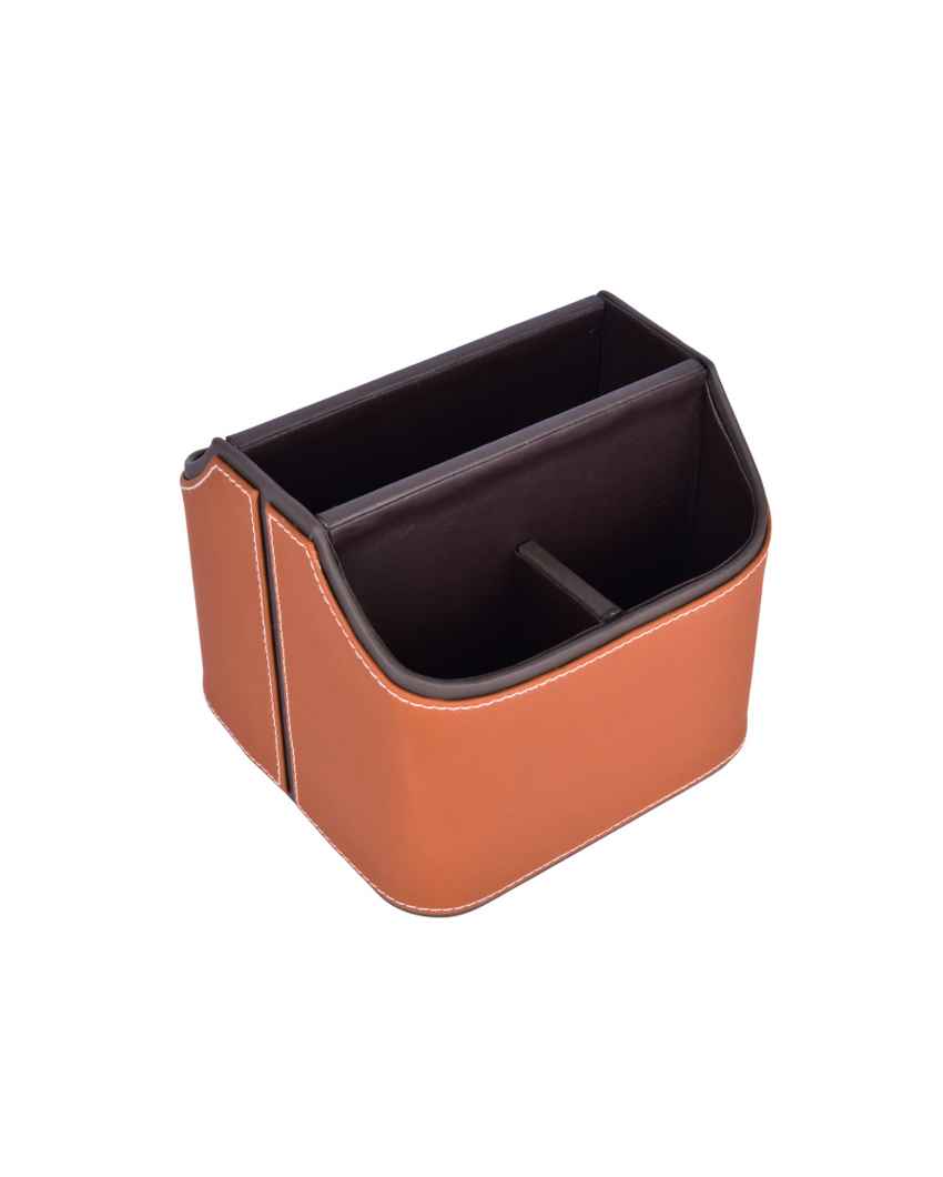 Stylish Organization 5 Section Leatherette Cutlery Holder | 6 x 7 x 7 inches