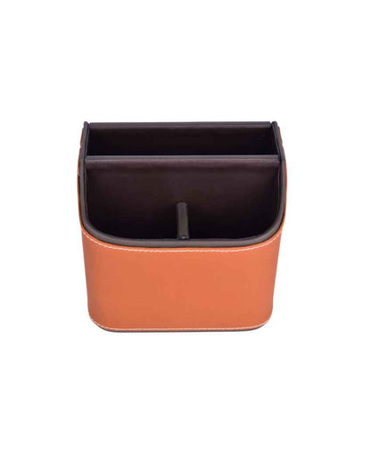 Stylish Organization 5 Section Leatherette Cutlery Holder | 6 x 7 x 7 inches